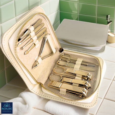 Trusa manichiura 12 piese, otel inoxidabil - Gold [1]