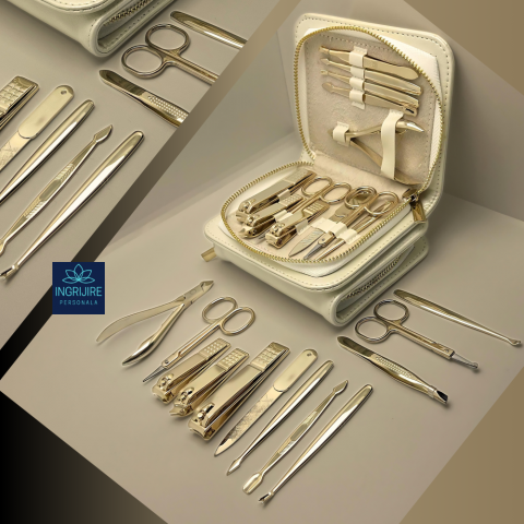 Trusa manichiura 12 piese, otel inoxidabil - Gold [9]