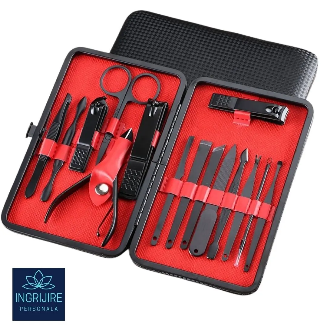 Trusa manichiura 15 piese, otel negru mat [1]