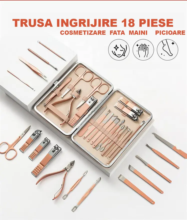 Trusa manichiura 18 piese, Coral Pink [2]