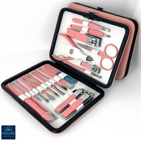 Truse manichiura si pedichiura - Trusa manichiura 20 piese, Pink