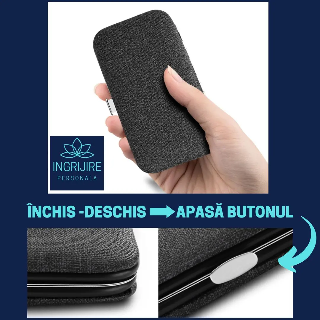 Trusa manichiura Black 8 piese, otel negru mat [2]