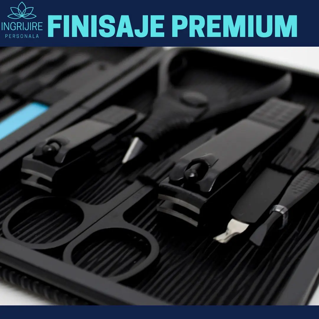 Trusa manichiura profesionala 15 piese black texture -piele eco texturata [1]