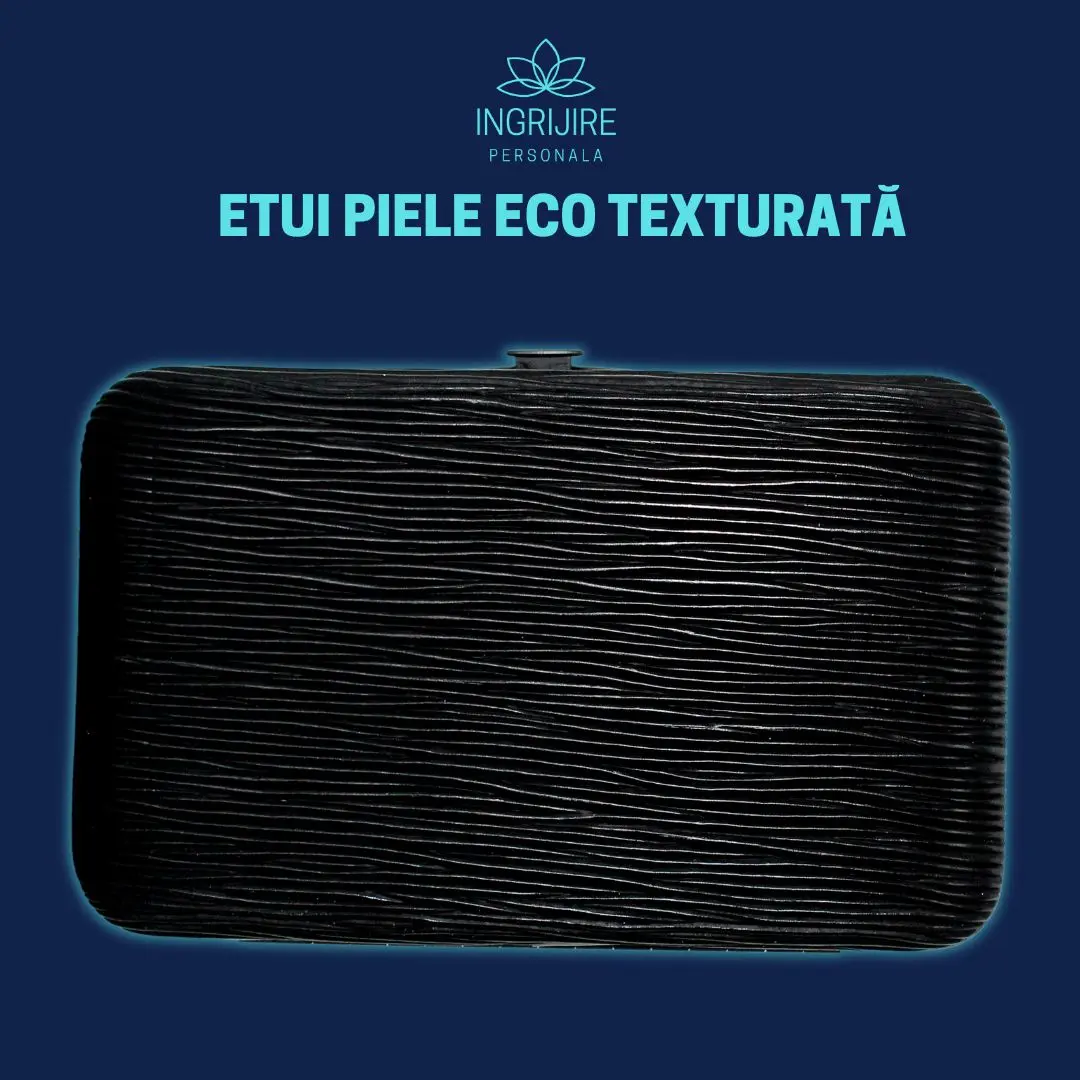 Trusa manichiura profesionala 15 piese black texture -piele eco texturata [3]