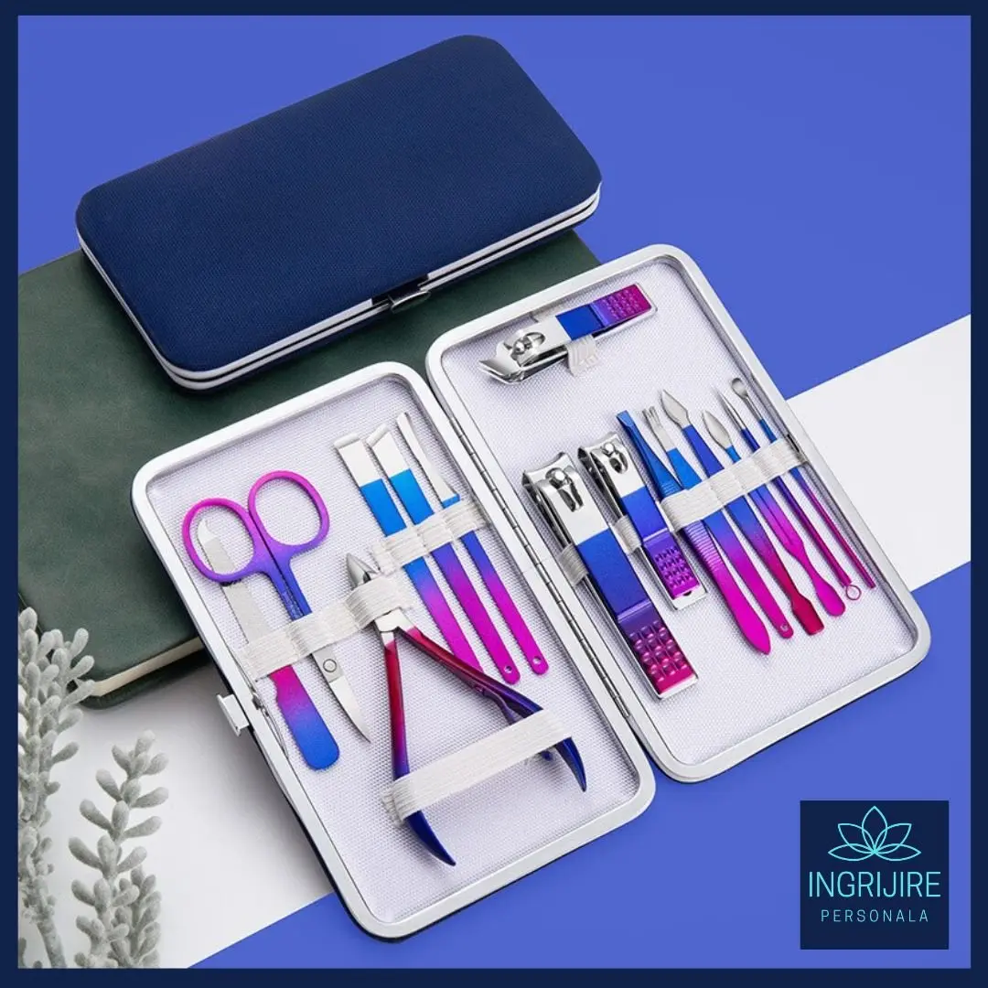 Truse manichiura si pedichiura - Trusa manichiura profesionala 15 piese, cosmic vibes