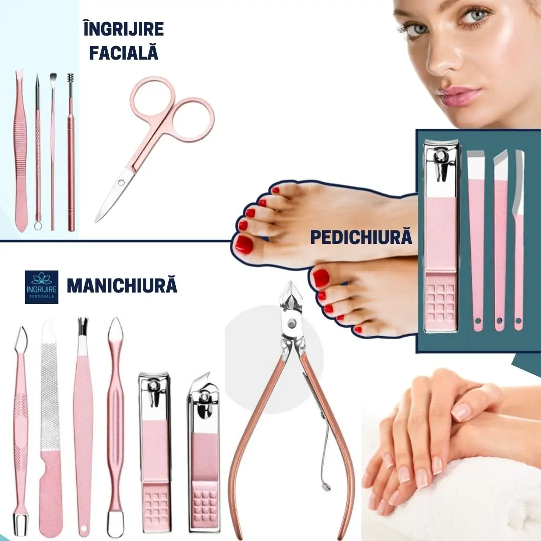 Trusa manichiura profesionala 16 piese, Flamingo Pink [2]