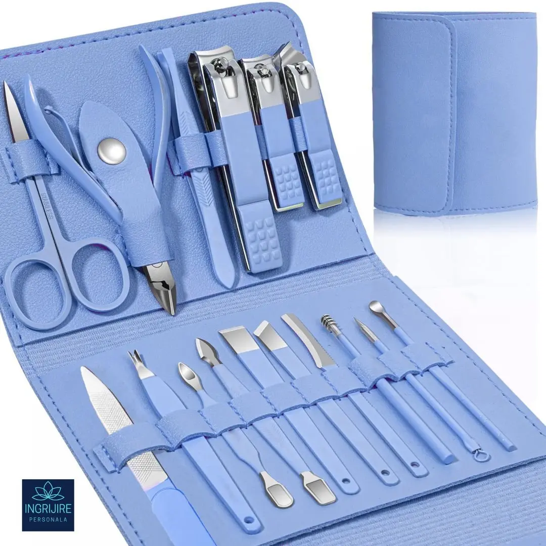 Manichiura si pedichiura - Trusa manichiura profesionala 16 piese, otel inoxidabil -LAGOON