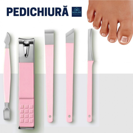 Trusa manichiura profesionala 16 piese, otel inoxidabil - PINK BABY DOLL [9]