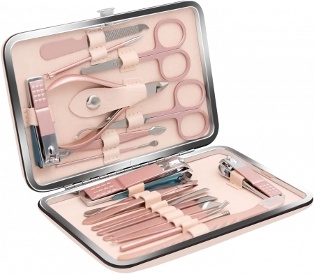 Trusa manichiura profesionala 18 piese, Flamingo pink [2]