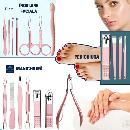 Trusa manichiura profesionala 18 piese, Flamingo pink [3]