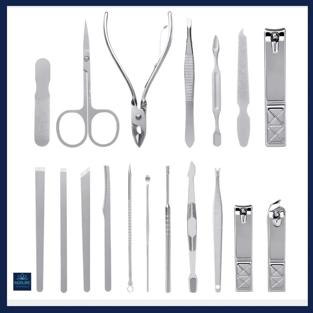 Trusa manichiura profesionala 18 piese, Silver, Ocean Blue [2]