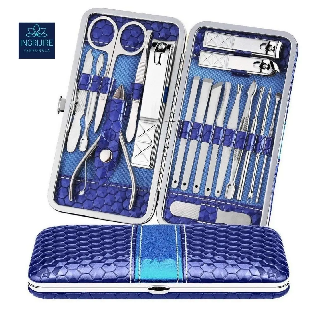 Trusa manichiura profesionala 18 piese, Silver, Ocean Blue [1]