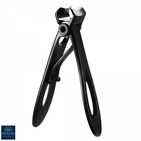 Manichiura si pedichiura - Unghiera pentru pedichiura cu deschidere mare - Otel inoxidabil - Matte Black