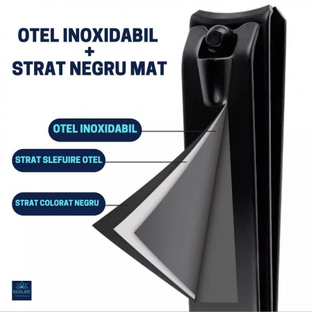 Unghiera pentru unghii dure manichiura&pedichiura - Otel inoxidabil - matte black - 8 cm [3]