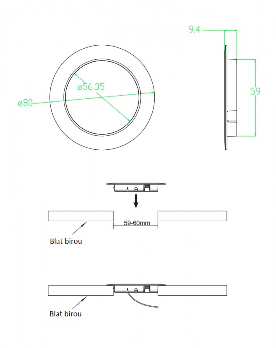 Încărcător wireless incastrabil blat birou [2]