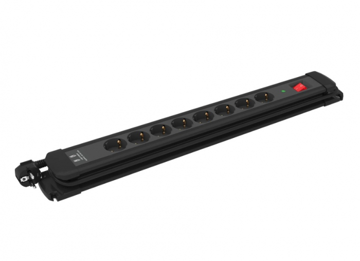 Prelungitor prindere sub blat, fir 3metri, 2xUSB, 8 prize, IP20, 3680W, negru [1]