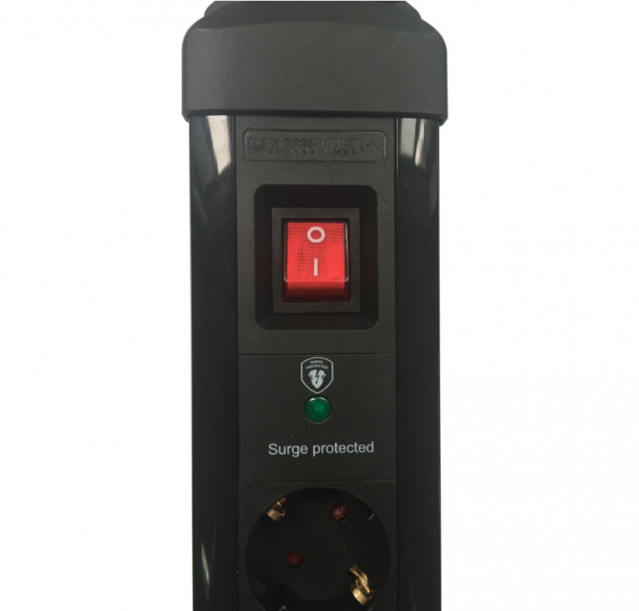 Prelungitor prindere sub blat, fir 3metri, 2xUSB, 8 prize, IP20, 3680W, negru [4]