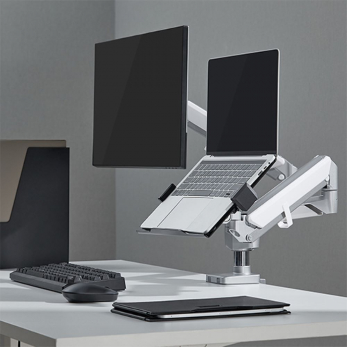 Suport cu brat dublu pentru monitor si laptop, sistem gas spring, negru [2]