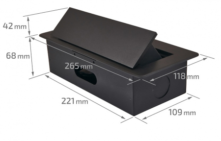 Priza încastrată în blatul biroului cu 2 prize și 2x USB 2.1 - Neagră [5]