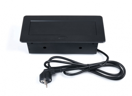 Priza încastrată în blatul biroului cu 2 prize și 2x USB 2.1 - Neagră [2]