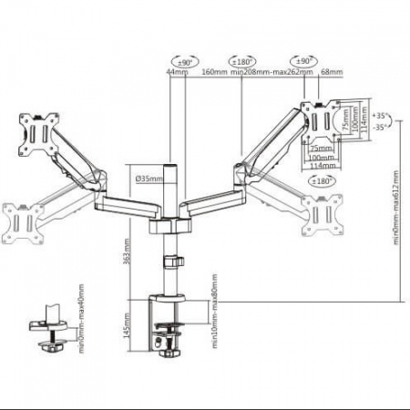 BF - Suport cu brat dublu pentru monitor si laptop, sistem gas spring, negru [6]