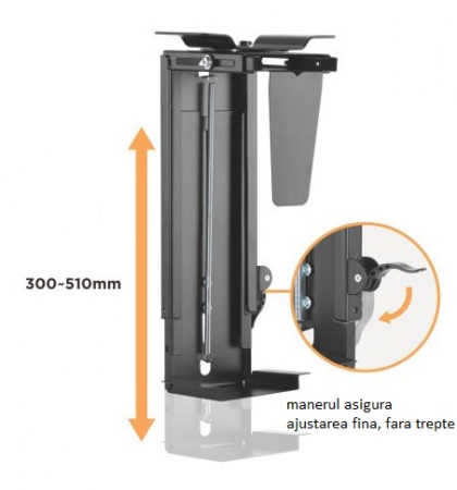 Suport unitate PC, prindere sub blat, negru [1]