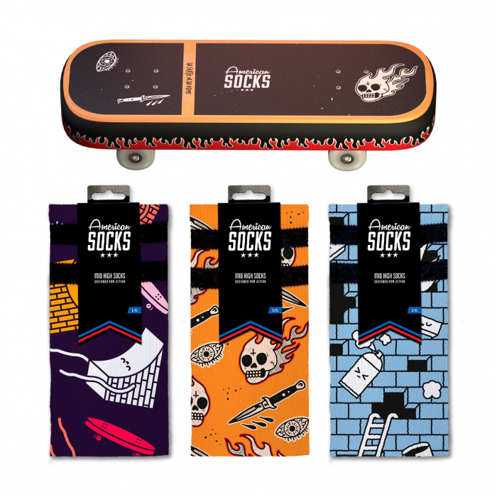 3 perechi de sosete Coolmax in cutie in forma de Skateboard [2]