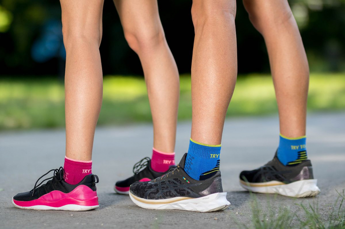 Sosete scurte pentru alergat din bumbac organic RUNNING ANKLE SOCKS Fuchsia [5]