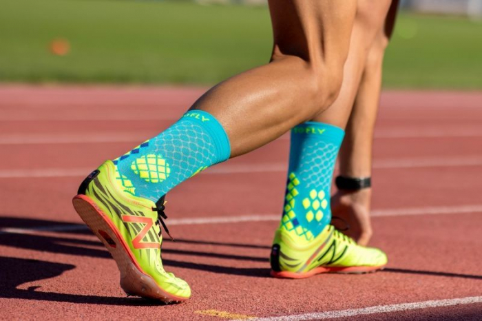 Sosete compresive pentru sport COMPRESSION SOCKS Turquoise Yellow [4]