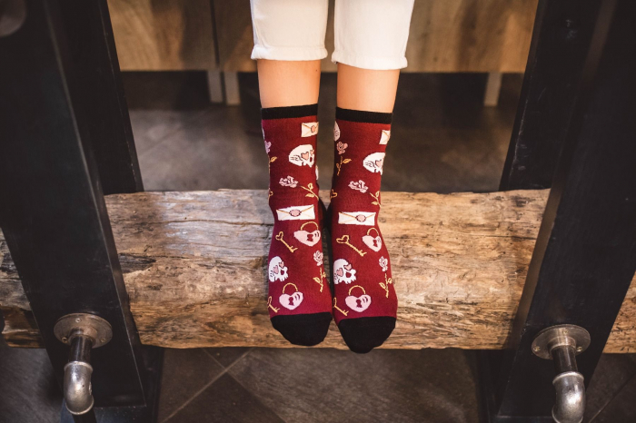 Sosete bumbac Colour Cotton Socks ST VALENTINE'S DAY Bordeaux [4]