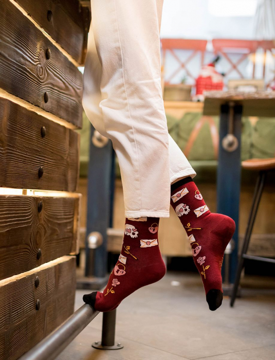 Sosete bumbac Colour Cotton Socks ST VALENTINE'S DAY Bordeaux [3]
