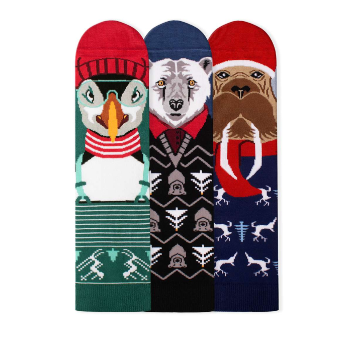 Cutie cu 3 perechi de șosete din bambus Crăciunul Polar [3]