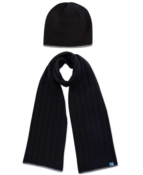 Cutie cu căciulă, fular și șosete din Lână Merinos Negru [2]