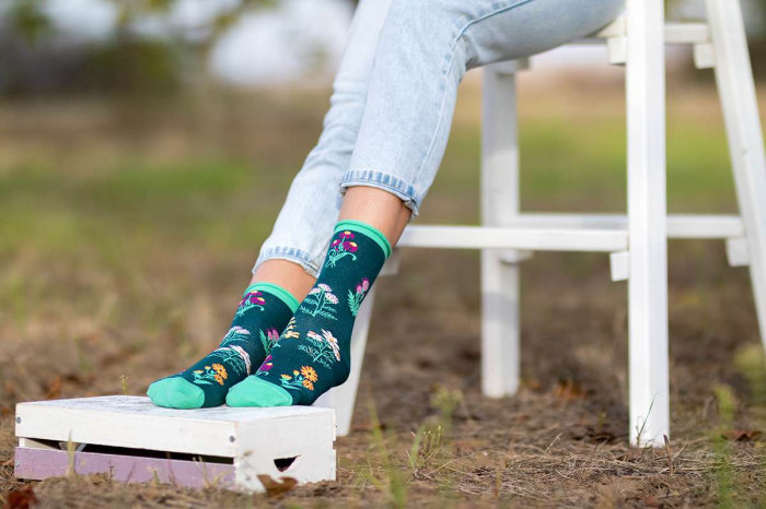 Cutie de Lux cu 5 perechi de șosete Fine din bumbac organic cu model floral [3]