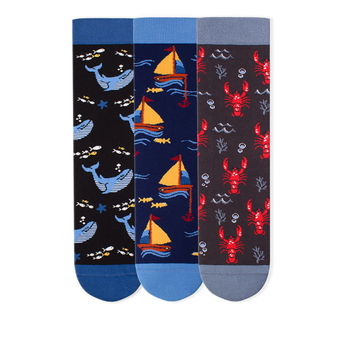 Set 3 perechi de sosete bumbac Fine Cotton Sealife Vaporase, Homar, Balene [2]