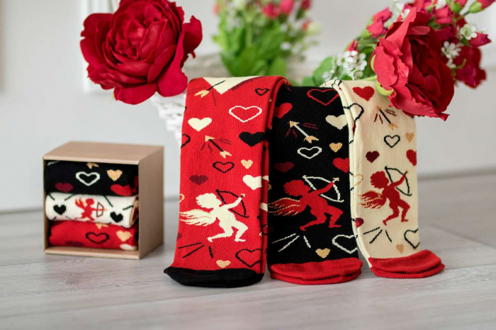 Set 3 perechi de sosete bumbac organic cu inimioare Colour Cotton Amore [4]