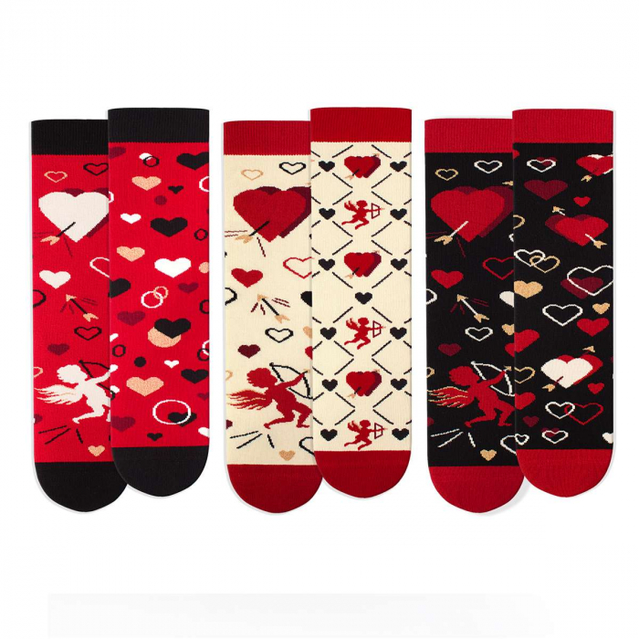 Set 3 perechi de sosete bumbac organic cu inimioare Colour Cotton Amore [2]