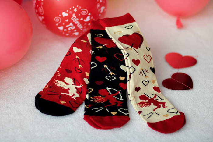 Set 3 perechi de sosete bumbac organic cu inimioare Colour Cotton Amore [3]