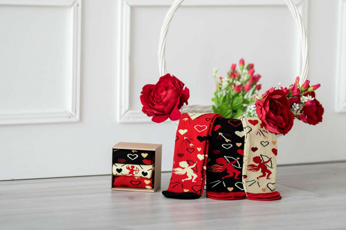 Set 3 perechi de sosete bumbac organic cu inimioare Colour Cotton Amore [6]