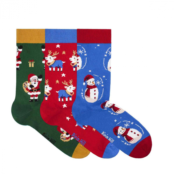 Set 3 perechi de sosete bumbac organic de craciun Colour Cotton Wintertime- Mos Craciun, Ren si Olaf [2]