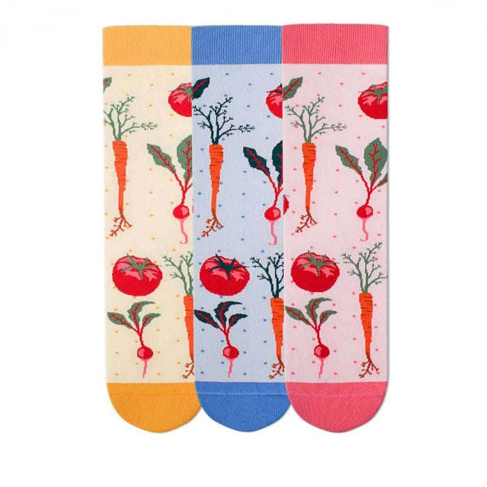 Set 3 perechi de sosete bumbac organic Fine Cotton Veggie culori deschise [2]
