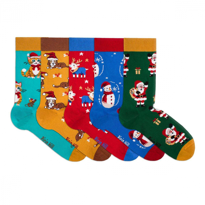 Set 5 perechi de sosete bumbac organic de craciun Colour Cotton Wintertime [2]