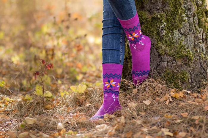 Șosete din Lână cu Fulgi de Zapadă Fucsia [2]