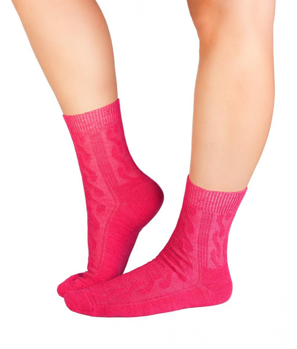 Șosete groase din Lână Braid Fuchsia [2]