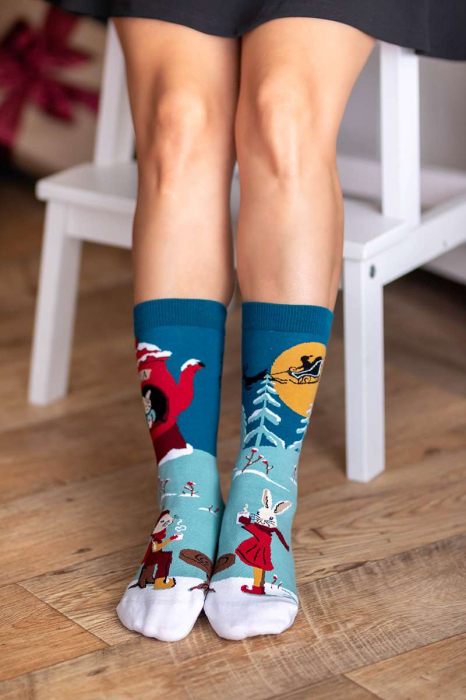 Șosete Arty Socks de Crăciun din bumbac Iepurasi Verde [5]