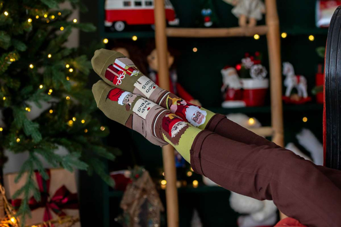 Șosete Arty Socks de Crăciun din bumbac Moș Crăciun Verde pal [5]
