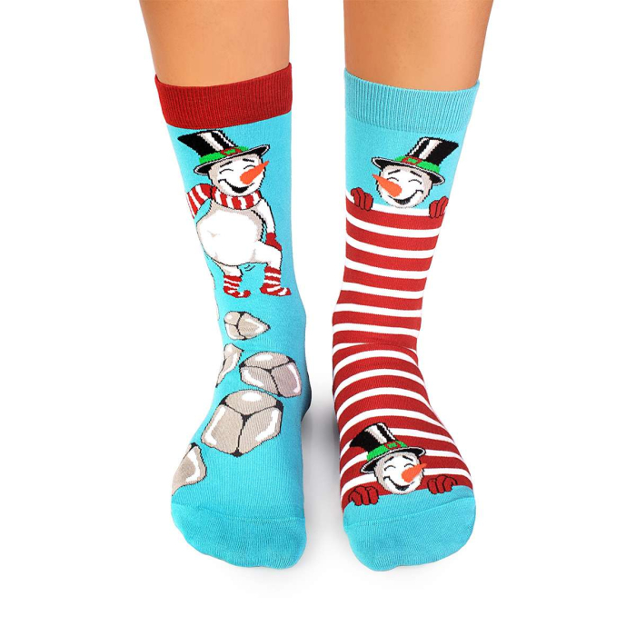 Șosete Arty Socks de Crăciun din bumbac Om de Zăpadă Vesel Turcoaz [2]