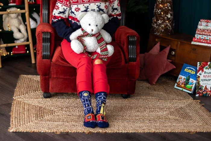 Șosete Arty Socks de Crăciun din bumbac Tramvai Albastru [3]