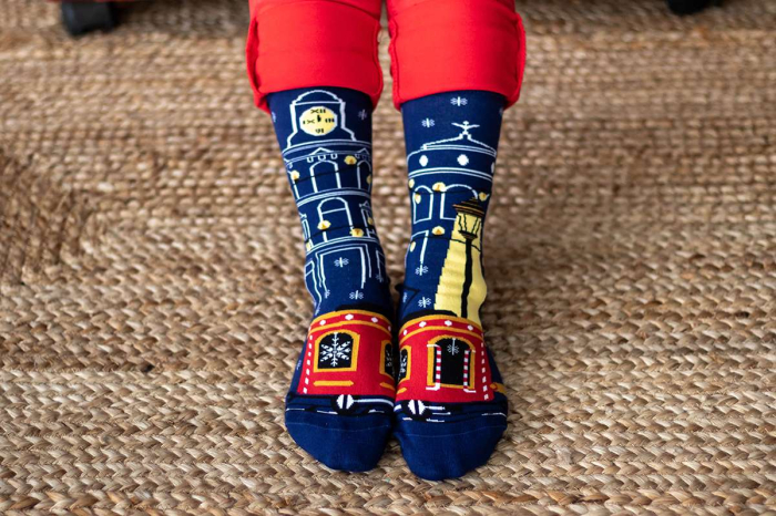 Șosete Arty Socks de Crăciun din bumbac Tramvai Albastru [4]