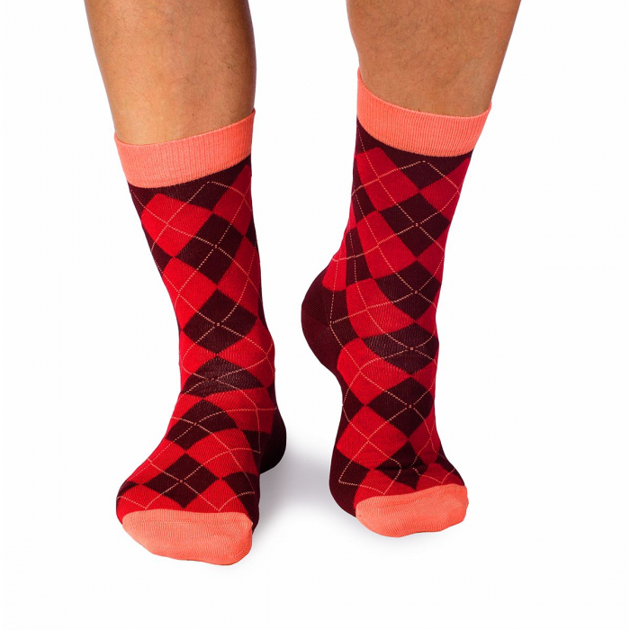 Sosete bambus COMFORT FEET Argyle Bordeaux Red [2]